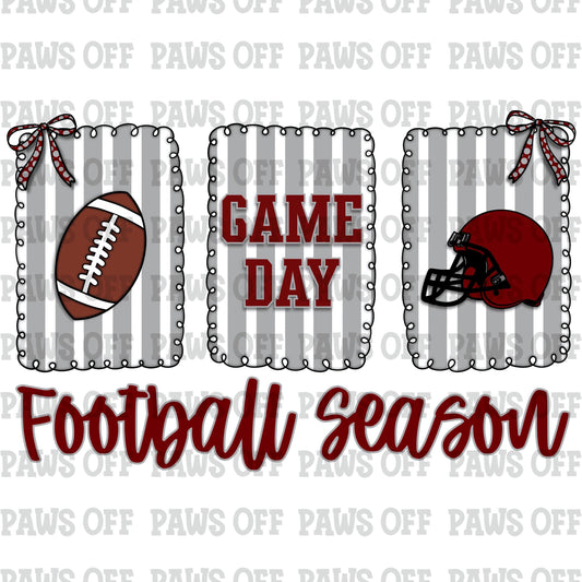 Grey Maroon & White Game Day Football Season PNG