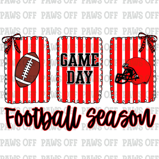 Red Black & White Game Day Football Season PNG
