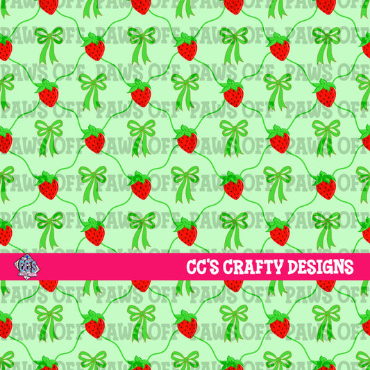 Strawberry Bow Seamless PNG