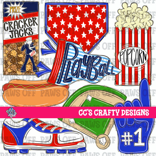 Playball Baseball Clipart Bundle PNG