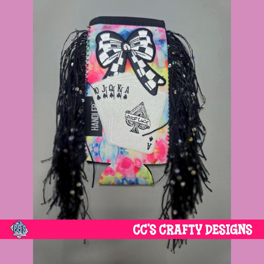 Glam Fringe Koozie– “Good Luck’, Slim Can