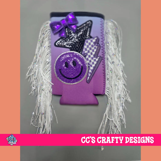 Glam Fringe Koozie – Sparkle, Smiles, and Sass - Slim Can