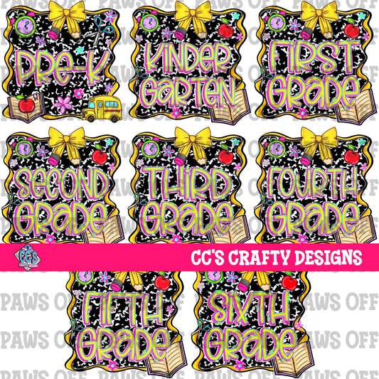 Back to School PNG Bundle PreK to 6th Grade