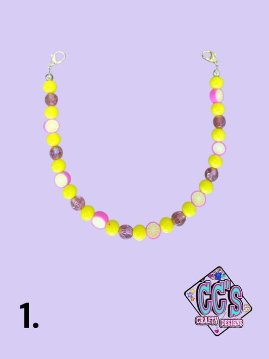 Lemon and Pink Beaded Trucker Hat Chain