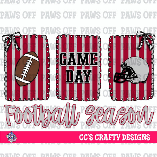 Maroon Grey & White Game Day Football Season PNG
