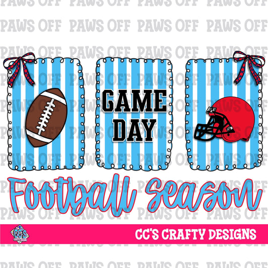 Blue Red & White Game Day Football Season PNG