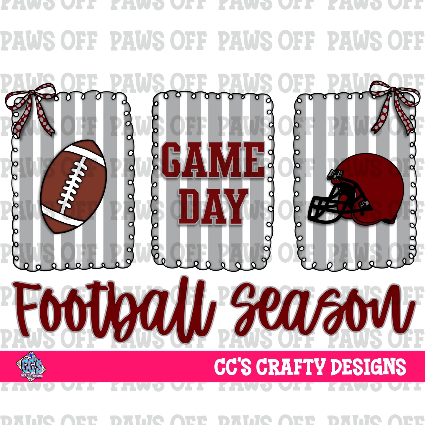 Grey Maroon & White Game Day Football Season PNG