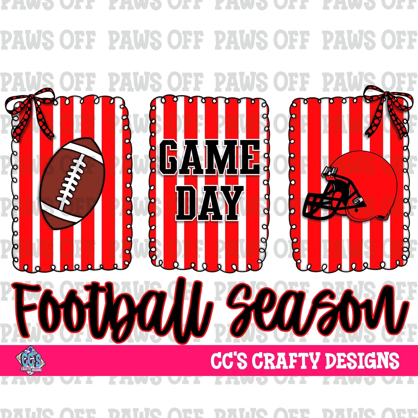 Red Black & White Game Day Football Season PNG