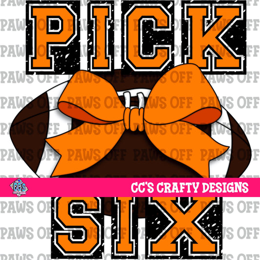 Pick Six Football Orange PNG