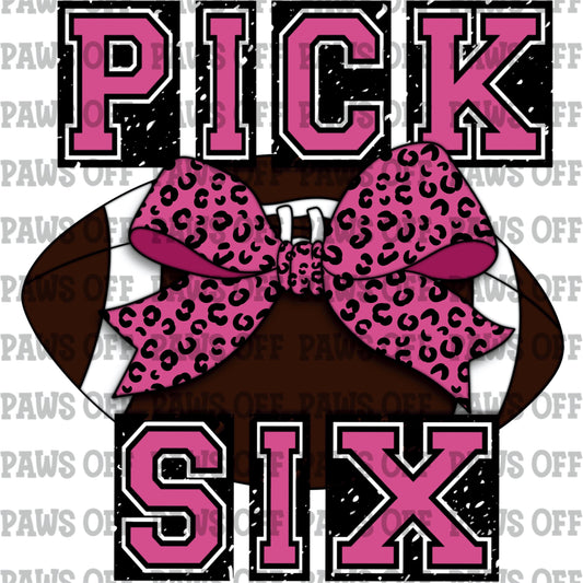 Pick Six Football Pink Leopard PNG