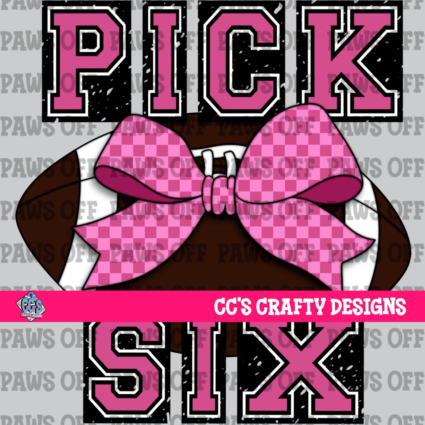 Pick Six Football Pink Checkerboard PNG