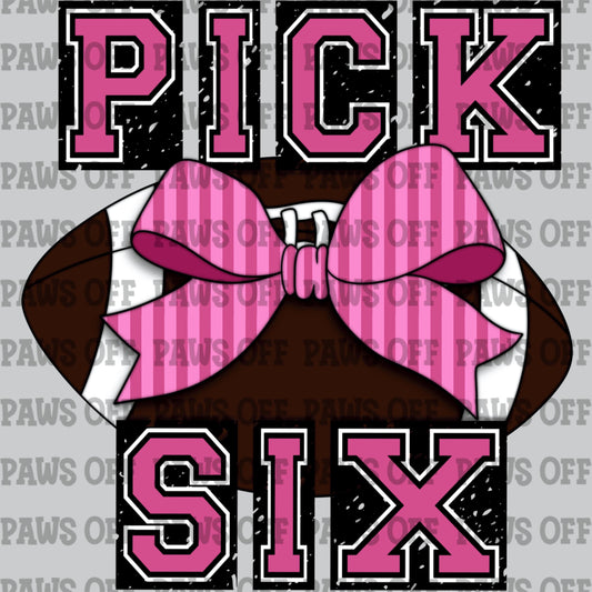 Pick Six Football Pink Preppy Stripes PNG