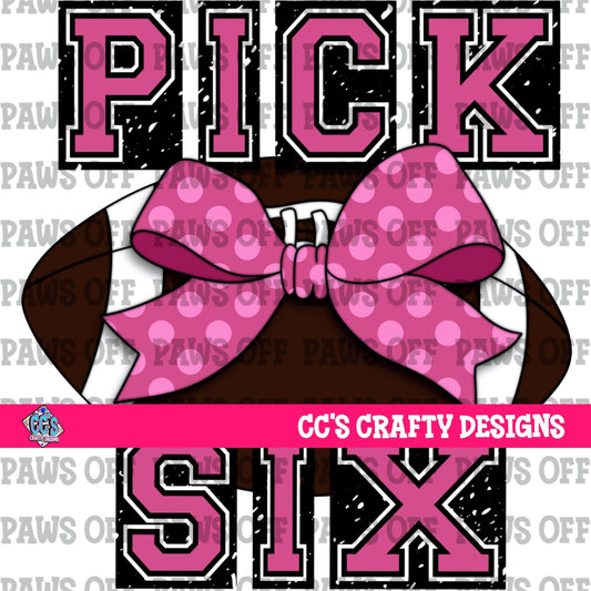 Pick Six Football Pink Polka Dots PNG