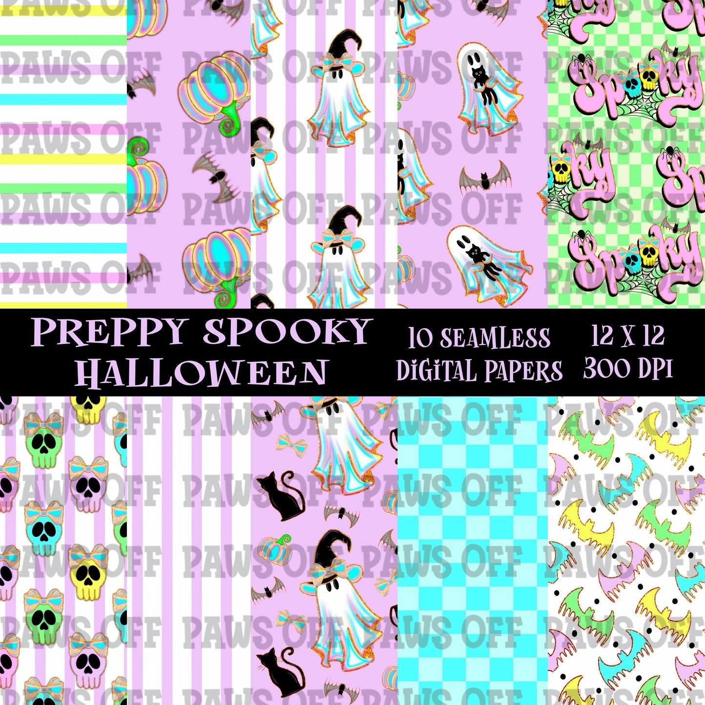 Preppy Spooky Halloween Digital Paper Bundle