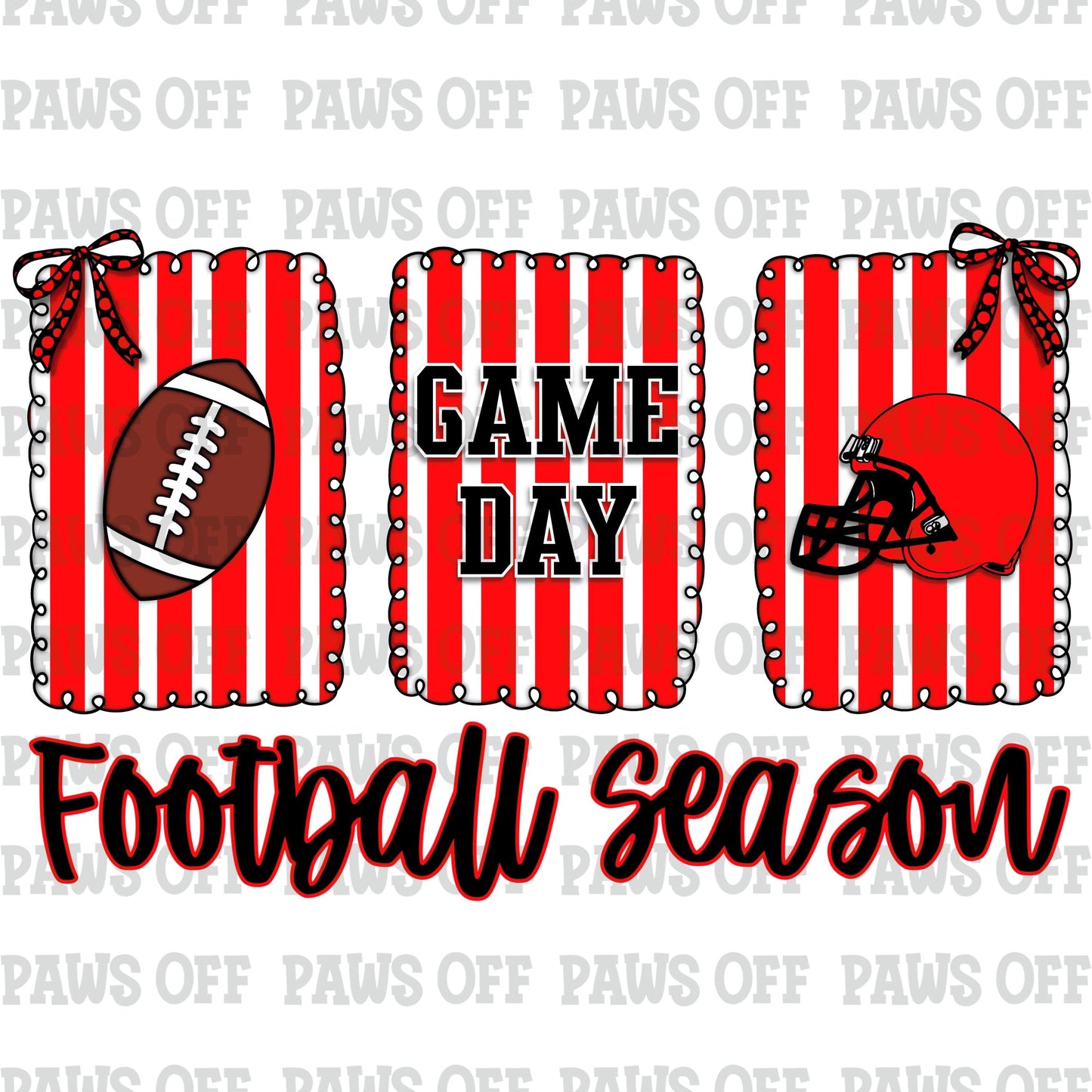 Red Black & White Game Day Football Season PNG