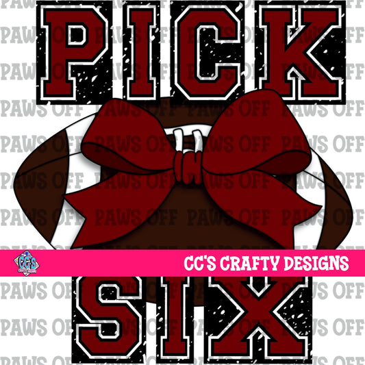 Pick Six Football Maroon PNG