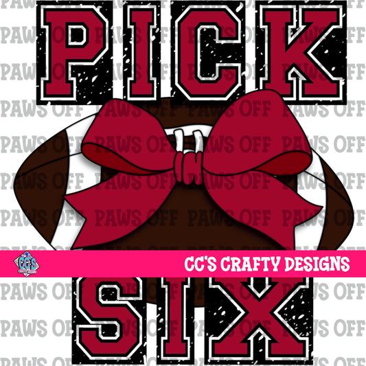 Pick Six Football Crimson PNG