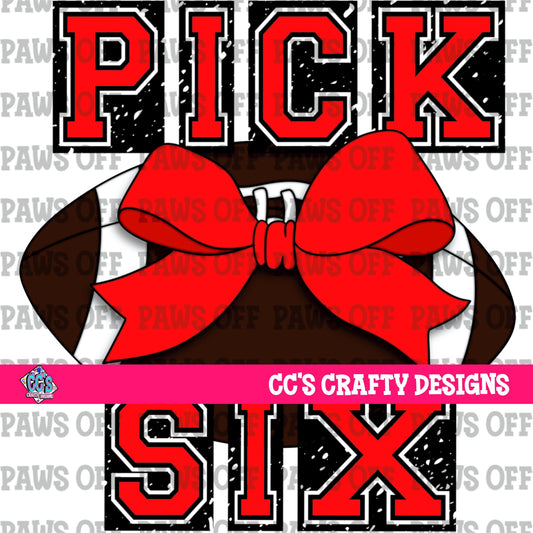 Pick Six Football Red PNG
