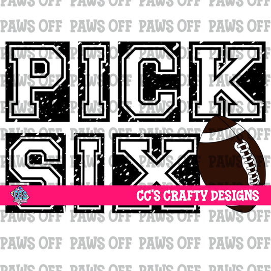 Pick Six Football Black White PNG