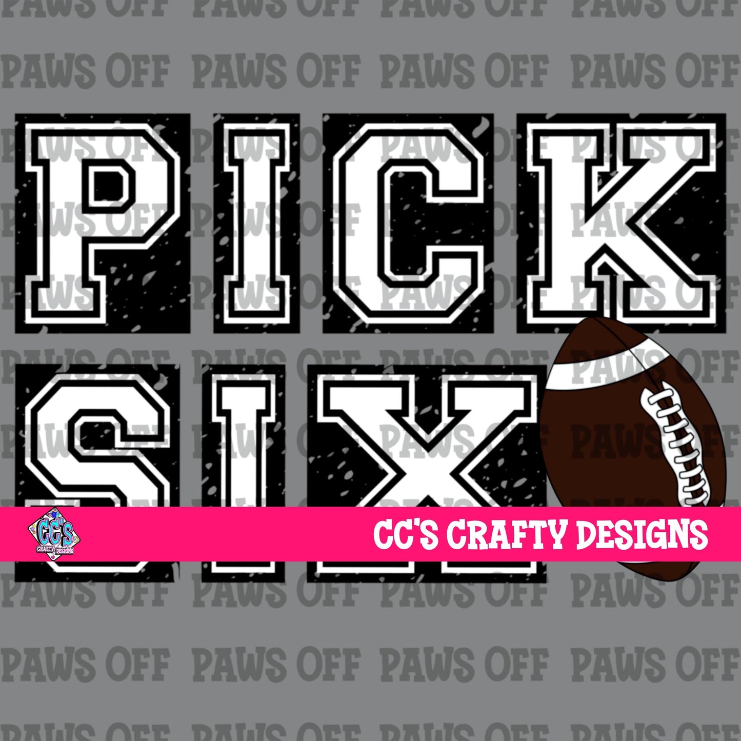 Pick Six Football Black White PNG