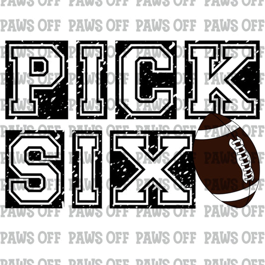 Pick Six Football Black White PNG