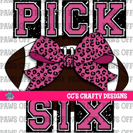 Pick Six Football Pink Leopard PNG