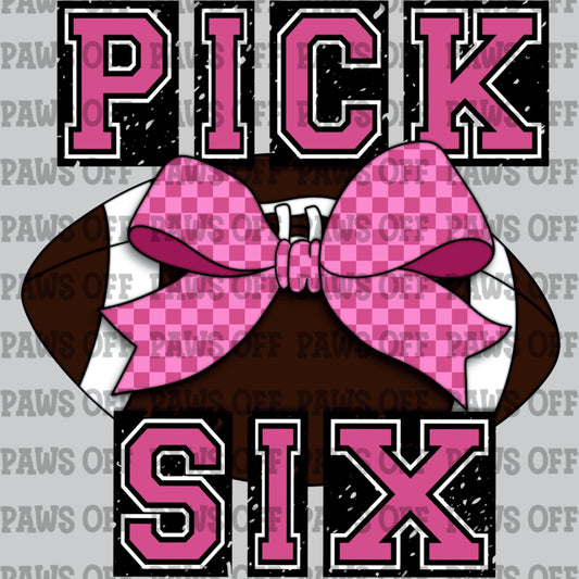 Pick Six Football Pink Checkerboard PNG