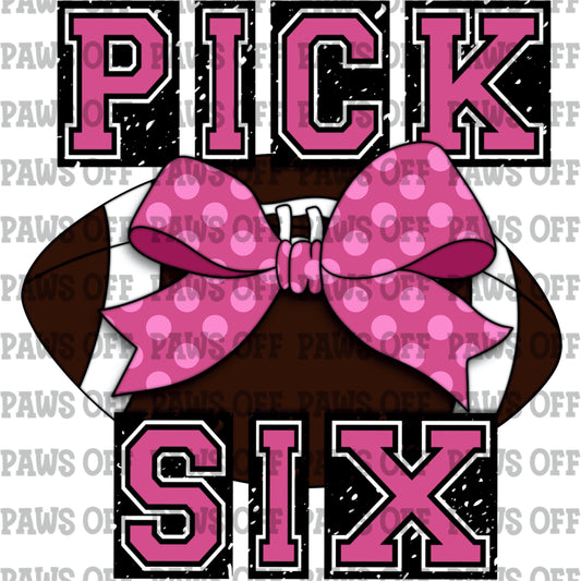 Pick Six Football Pink Polka Dots PNG